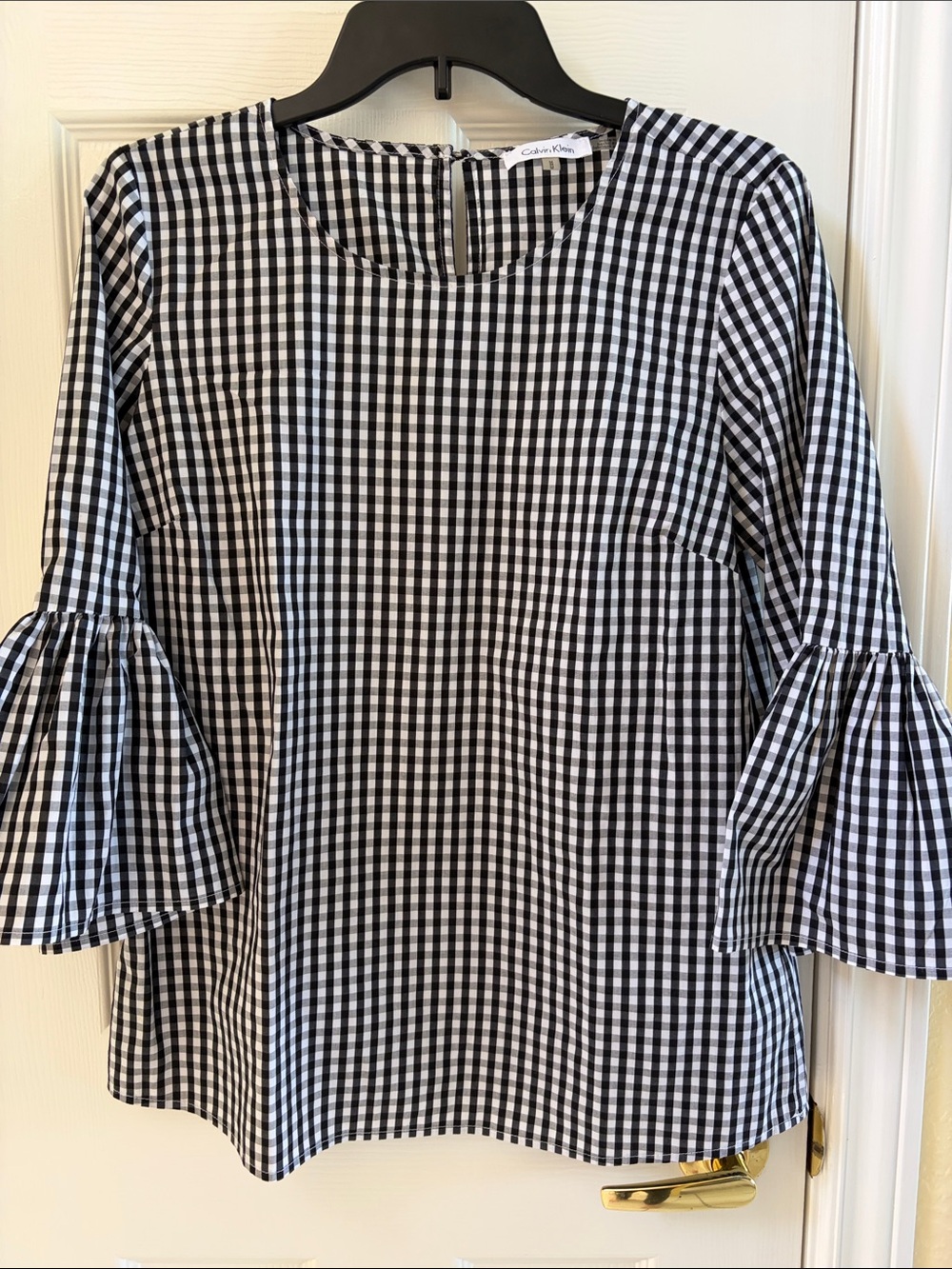 Calvin Klein Black and White Gingham Blouse